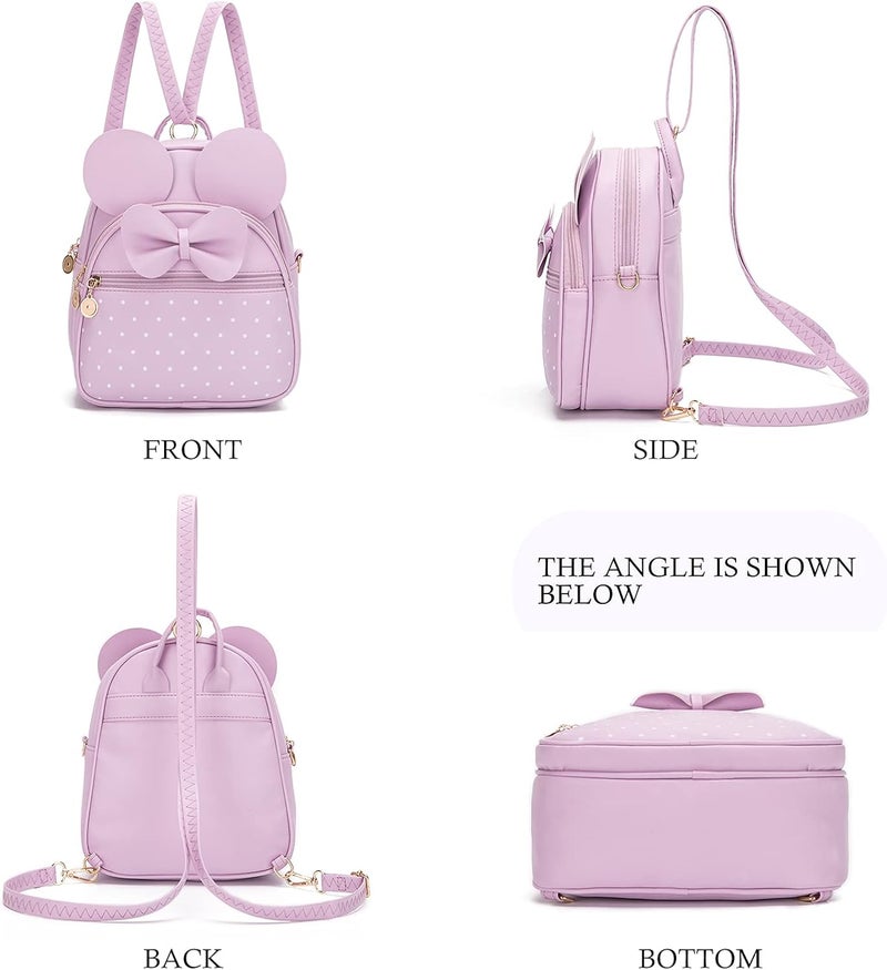 KL928 Girls Mini Backpack Bowknot Polka Dot Cute Small Daypacks Convertible Shoulder Bag Purse for Women - Image 4